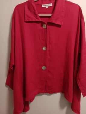 Christopher Calvin Red Linen Button-Down Women's Shirt